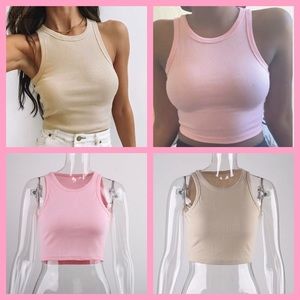 RIBBED CROP TANK TOP AVAILABLE‎ IN PINK OR TAN-NEW